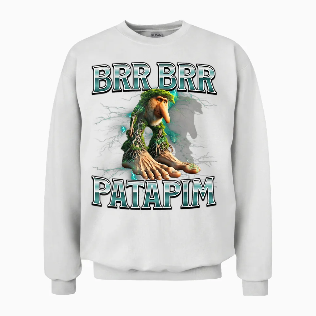 Brr Brr Patapim Italian Brainrot Unisex Sweatshirt in White