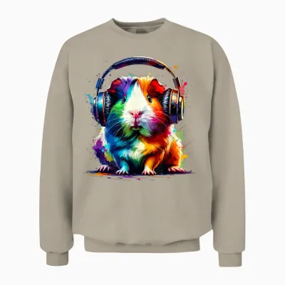 Guinea Pigs Gift for a Guinea Pig Lover Colourful Splash Art Guinea Pig Lovers Guinea Pig Unisex Sweatshirt - Sand