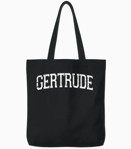 Vintage Custom Name Classic Gertrude T-Shirt, Black, S Tote Bags in Black