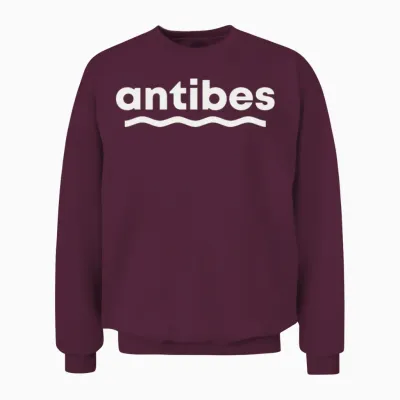 Antibes France White Retro Unisex Sweatshirt - Maroon