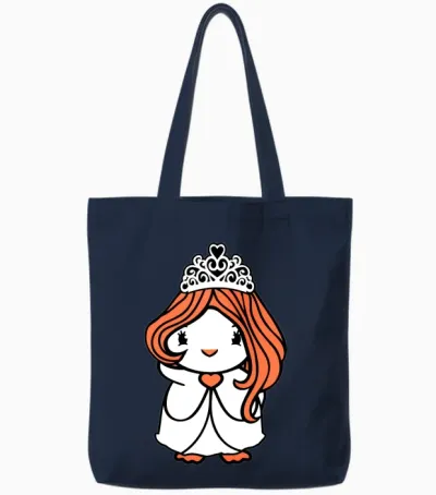 Bird Princess Queen Lady Woman Dress Crown Sweet Tote Bags - Navy