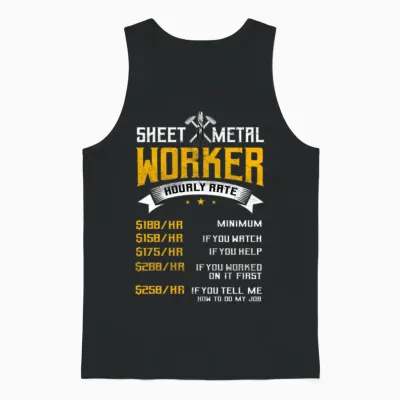 Sheet Metal Worker on Back Of Unisex Tank Top - Black