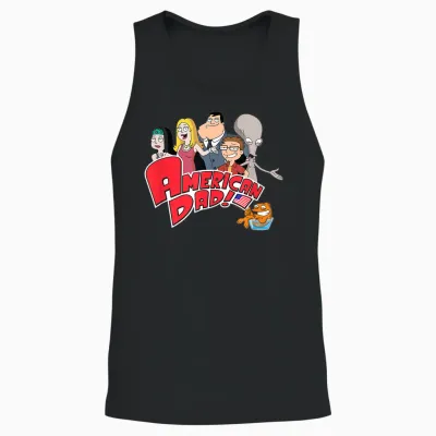 American Dad Show Logo with Family Cartoon T-Shirt, Black, S Unisex Tank Top - Black