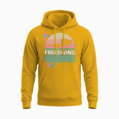 Freediving Freediver Retro Unisex Hoodie - Gold