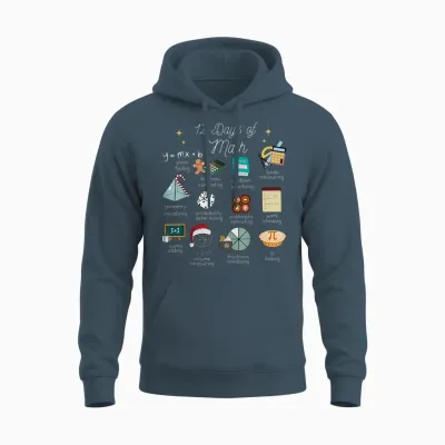 Christmas 12 Days of Math Math Teacher Xmas Stem Stems Unisex Hoodie - Dark Heather