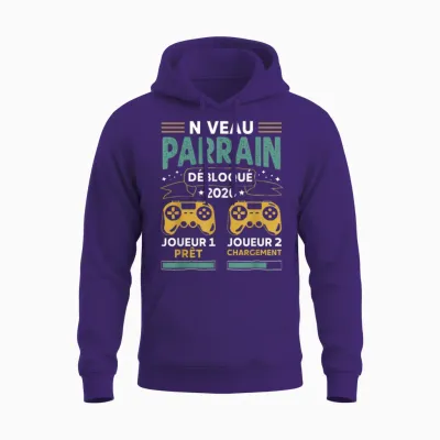 Unlocked Godfather Level 2026 - Funny Pregnancy Announcement Gamer Unisex Hoodie - Purple