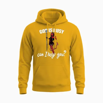 God Is Busy Can I Help You? Unisex Hoodie - Gold