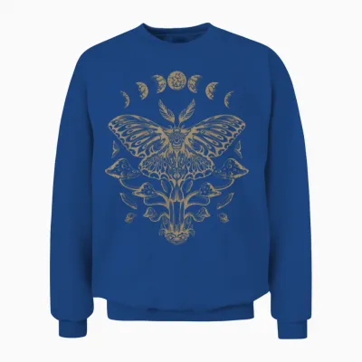 Butterfly Grunge Fairycore Aesthetic Luna Moth Mushrooms Y2k Unisex Sweatshirt - Royal