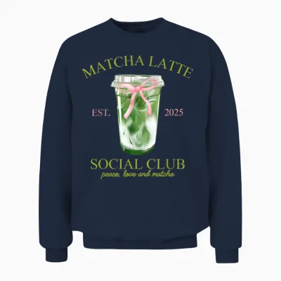 Matcha Latte Social Club Peace Love and Matcha Unisex Sweatshirt - Navy