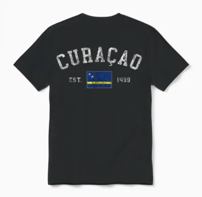 Curacao-Flagge Est 1499 Vintage-Urlaubs-Souvenir Für Herren Unisex T-Shirt - Black