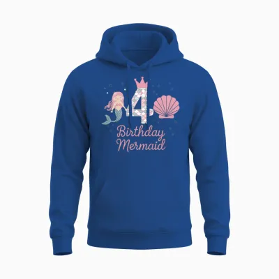 4. Geburtstag Meerjungfrau Mädchen 4 Jahre Alt Tochter Kind Unisex Hoodie - Royal