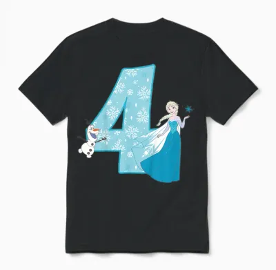 Frozen Elsa 4 Geburtstag Unisex T-Shirt - Black