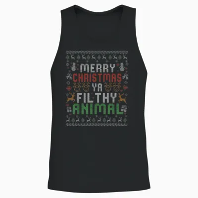 Merry Christmas Animal Filthy Ya Xmas Pajama Shirt Men Women Unisex Tank Top - Black