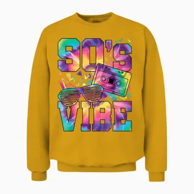 90s Vibe 90s Outfit Retro 90s Theme Party T-Shirt, Black Unisex Sweatshirt - Gold