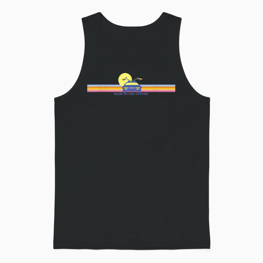 Back to the Future Delorean Retro Chest Strips T-Shirt, White, S Unisex Tank Top in Black