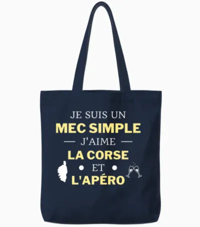 Mec Simple J'aime La Corse Et L'apéro Cadeau Humour Corsica T-Shirt Haut De Gamme Tote Bags - Navy