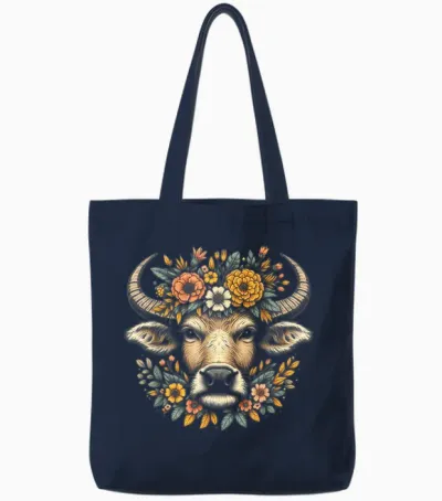 Couronne Florale De Buffle D'eau Tote Bags - Navy