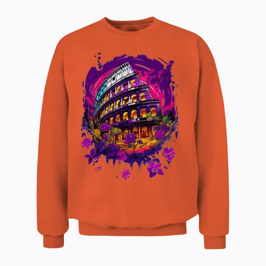 Roma Italy Colosseum T-Shirt β Celebrate Timeless Unisex Sweatshirt in Orange