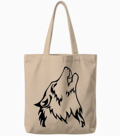 Wolf (back) Tote Bags - Natural