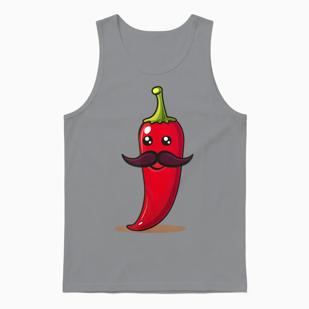 Cool Aussehendes Chili Mit Schnurrbart Für Bartpfeffer-Liebhaber Unisex Tank Top in Sport Grey