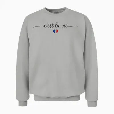 C'est La Vie Französische Liebe Herz Flagge Frankreich Souvenir Unisex Sweatshirt - Ash