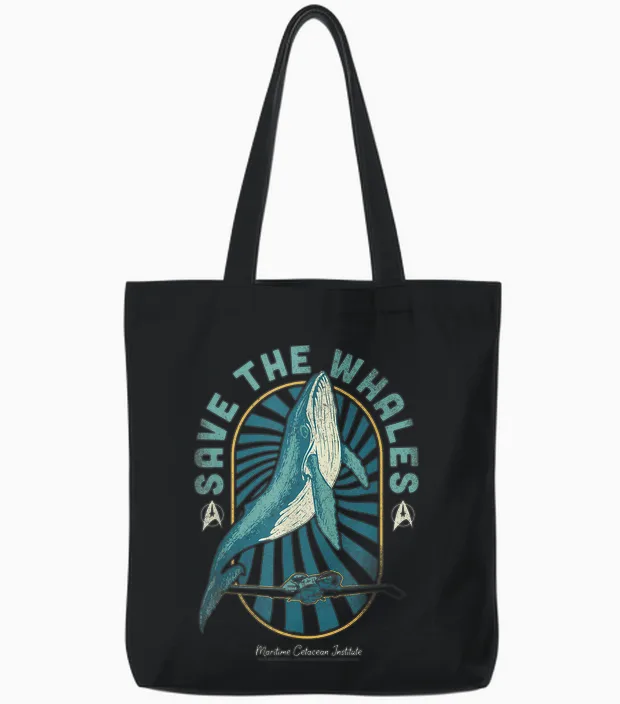 Star Trek Iv: the Voyage Home Save the Whales Collection T-Shirt, Black Tote Bags in Black