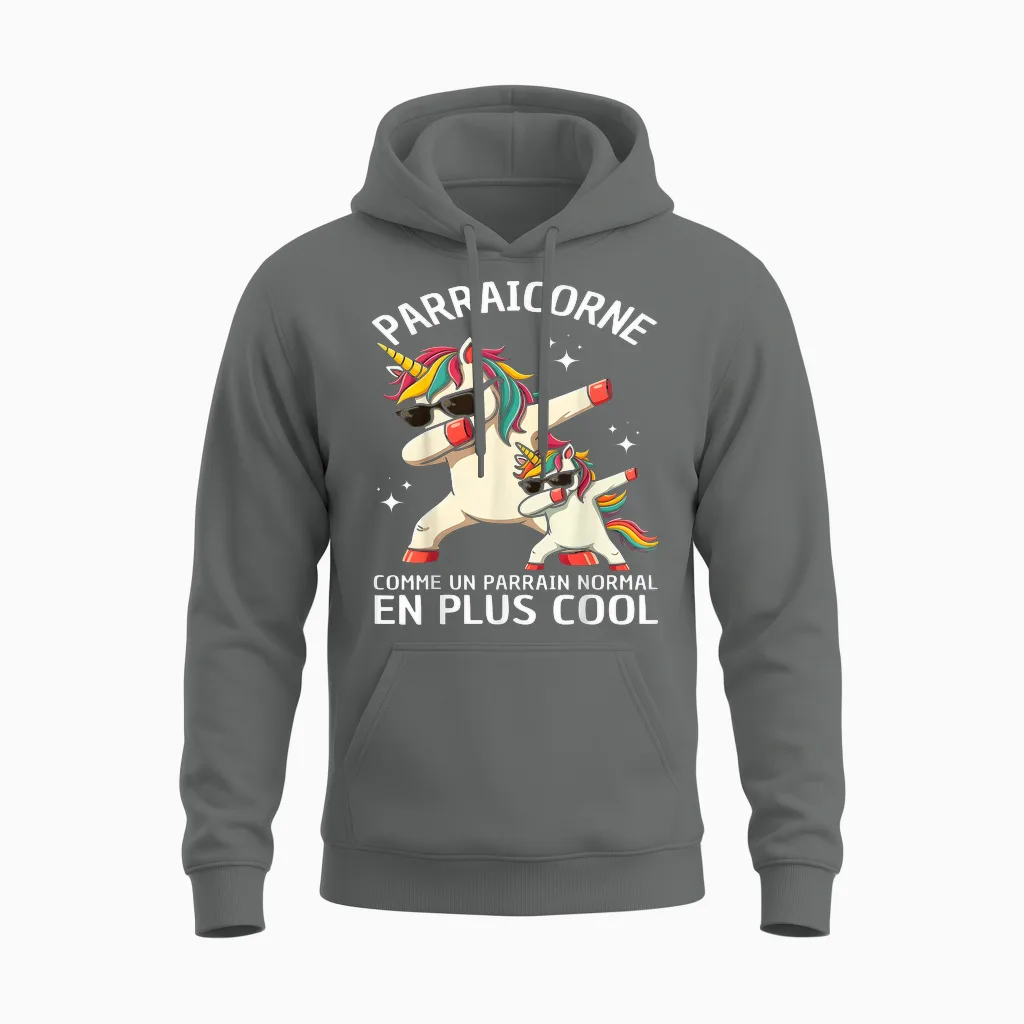 Parraicorne Funny Godfather Gift Unicorn Dab Unisex Hoodie in Graphite Heather