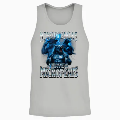 Micro Funny Inappropriate Men Rude Wolf Embarrassing Unisex Tank Top - Ash