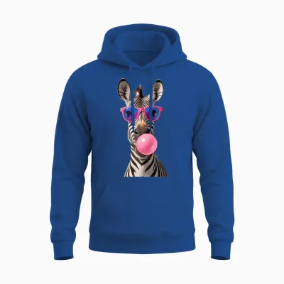 #snirt Funny Zebra Bubblegum Bubble Pink Sunglasses T-Shirt, Black Unisex Hoodie - Royal