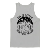 Life Is Better with Dogs Around Camping with My Dog Unisex Tank Top - Ash – 1