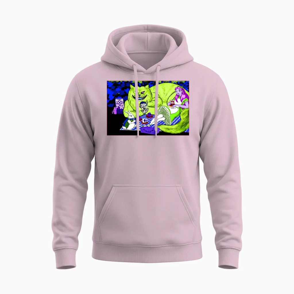 Alice in Picnic Land Black (light Version) Unisex Hoodie in Light Pink