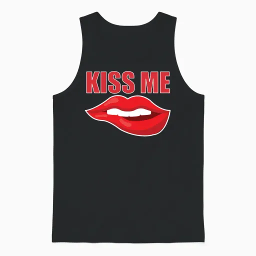 Kiss Me Love Design Unisex Tank Top in Black