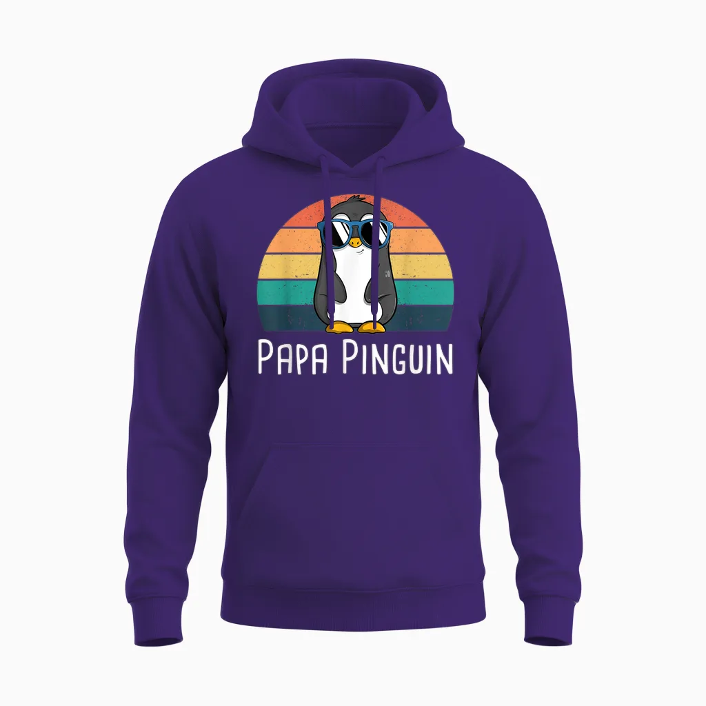 Mens Cool Father Penguin Costume Penguins Grandpa Penguin T-Shirt, Black, S Unisex Hoodie in Purple