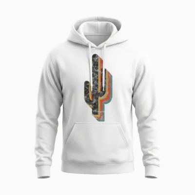 Cactus Retro Vintage Unisex Hoodie - White