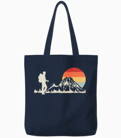 Hiking Retro Tote Bags - Navy