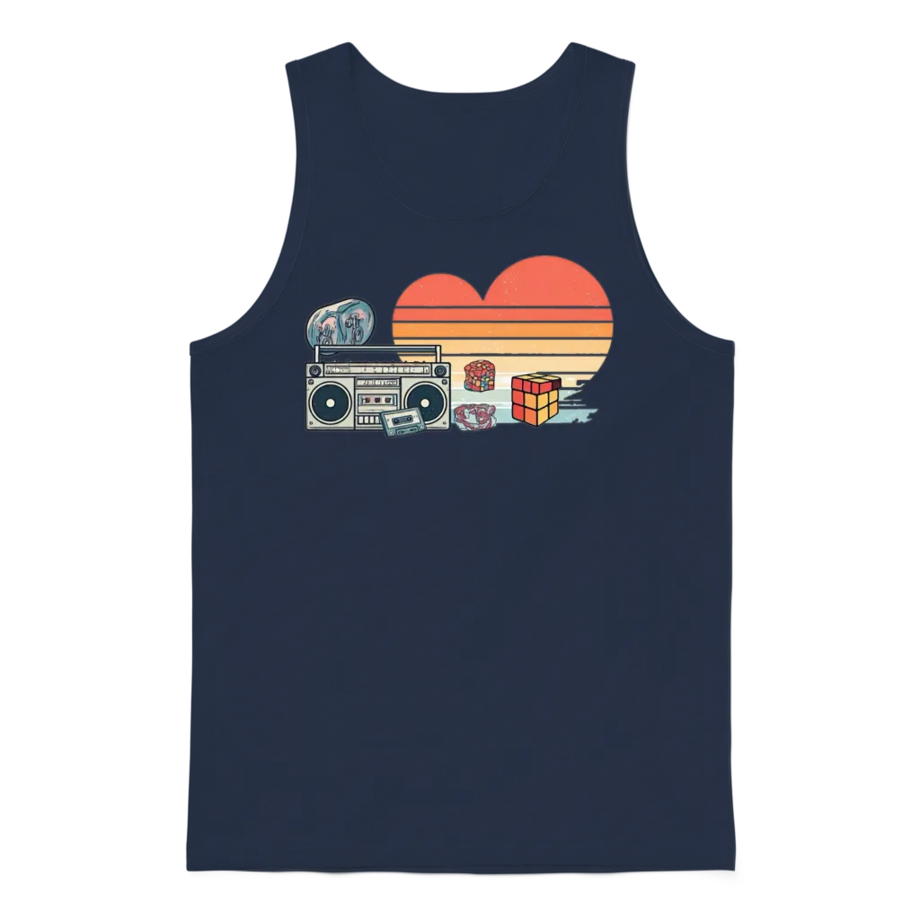 Retro 80s Unisex Tank Top - Navy
