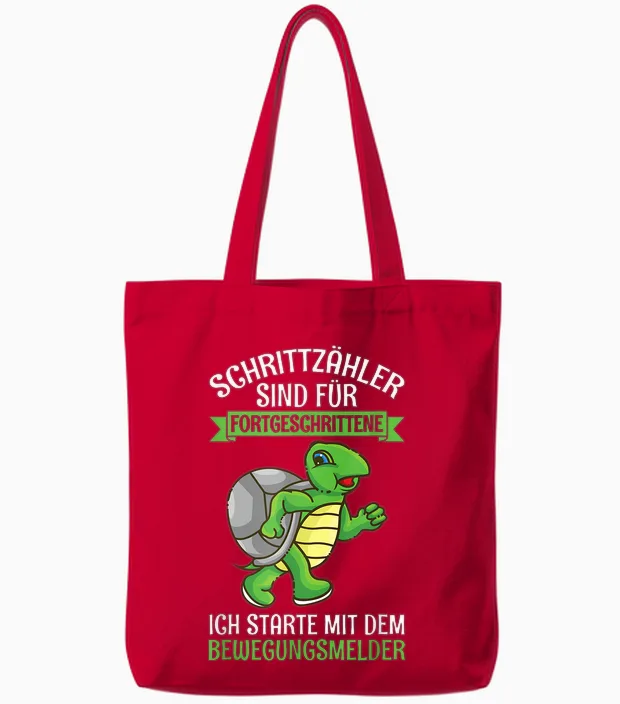 Schrittzähler Sind Für Fortgeschrittene Schildkröte Joggen Tote Bags in Red