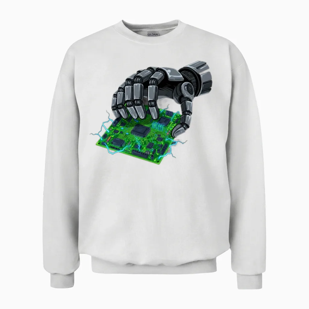 Neon Circuit Breaker Unisex Sweatshirt in White
