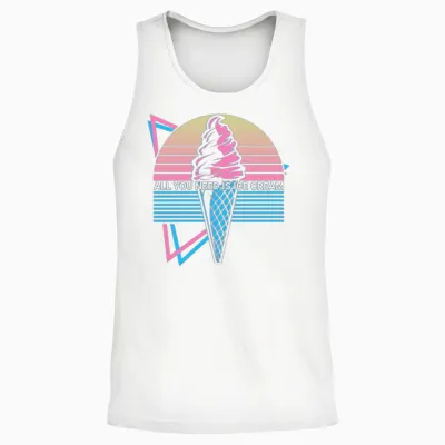 Ice Cream Retro Unisex Tank Top - White