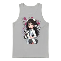 Retro-Chibi - Unisex Lightweight Terry Unisex Tank Top - Ash – 1