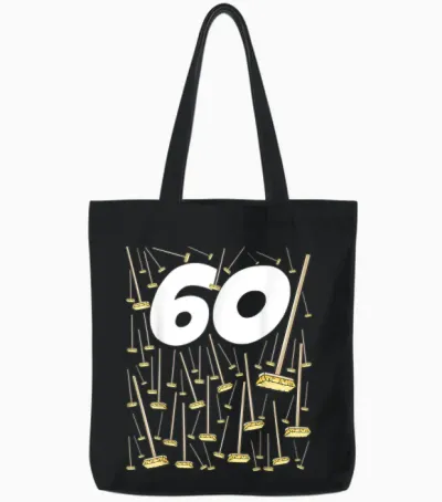60 Broom Birthday Sixty Years Humour Man or Woman Tote Bags - Black