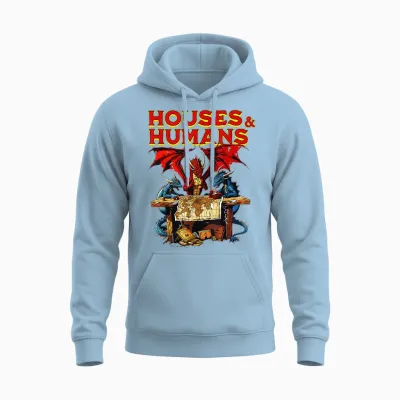 Houses and Humans Funny Gamer Gaming Vintage Retro 90s Unisex Hoodie - Light Blue