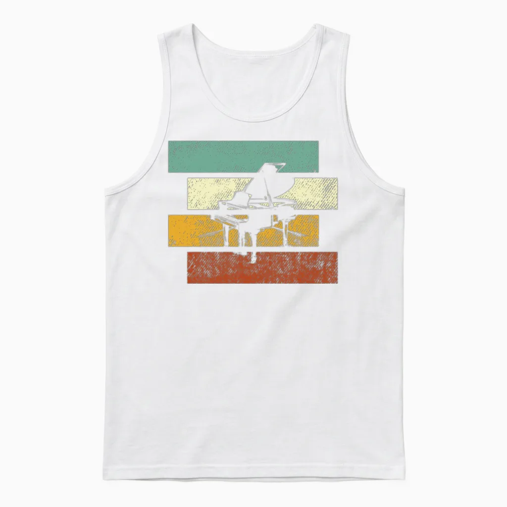 Piano Retro & Keys Unisex Tank Top in White