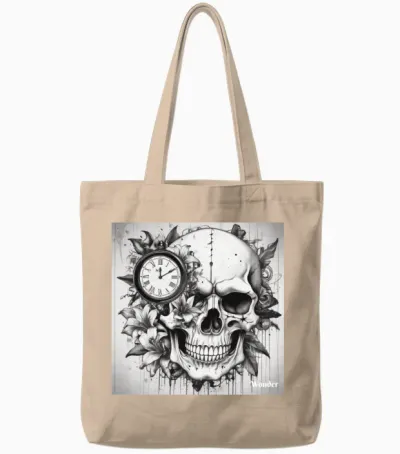 Skull Custom Tote Bags - Natural