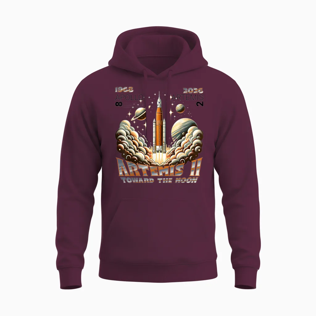 Artemis Ii Mondmission 2026 - Apollo 8 Legacy Vergleich Unisex Hoodie in Maroon