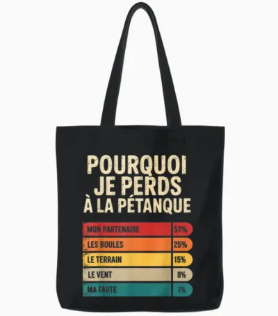 Why I Lose at Pétanque Funny Gift Humor Petanque Tote Bags - Black