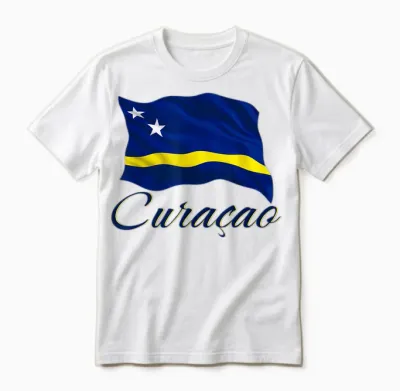 Curacao-Flagge, Patriotisch, Herren, Damen, Kinder, Curaçao, Niederländisch Unisex T-Shirt - White