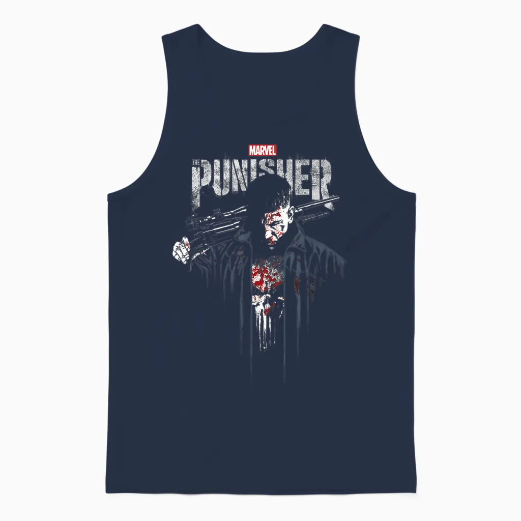 Marvel the Punisher Frank Castle Vigilante T-Shirt Small Unisex Tank Top in Navy