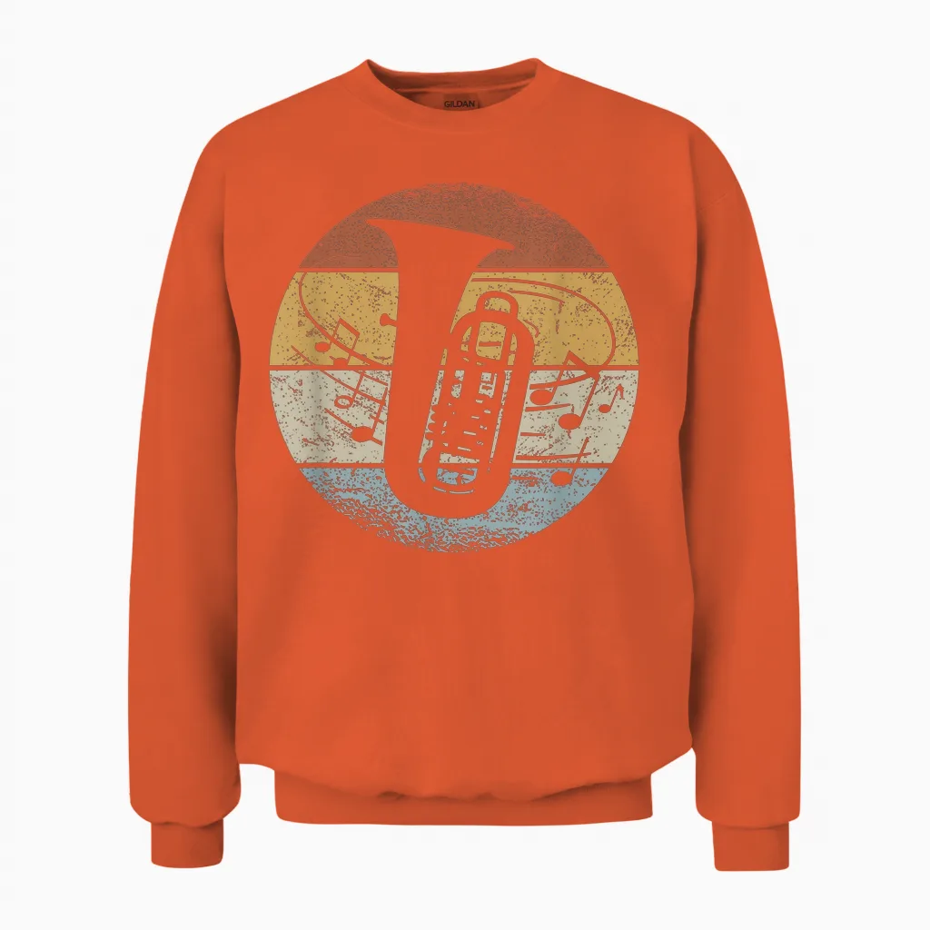 Tubist Orchester Musiker Noten Retro Tuba Unisex Sweatshirt in Orange