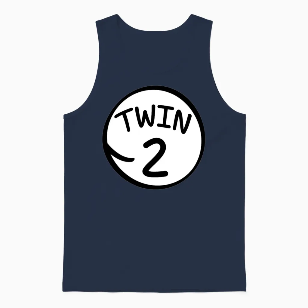 Twin 2 Funny Saying Memes & Humor Unisex Tank Top in Navy